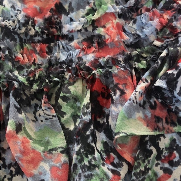 Cinq a Sept Lewis Floral Georgette Mini Dress In Powder Blu Multi Pre-loved - Picture 3 of 5